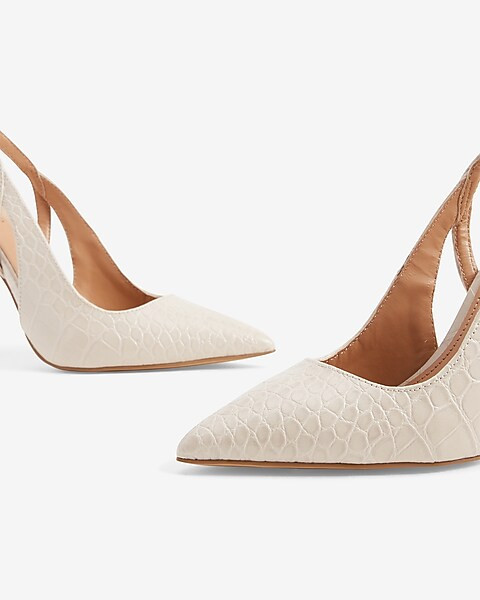 Croc-Embossed Cutout Slingback Pumps | Express