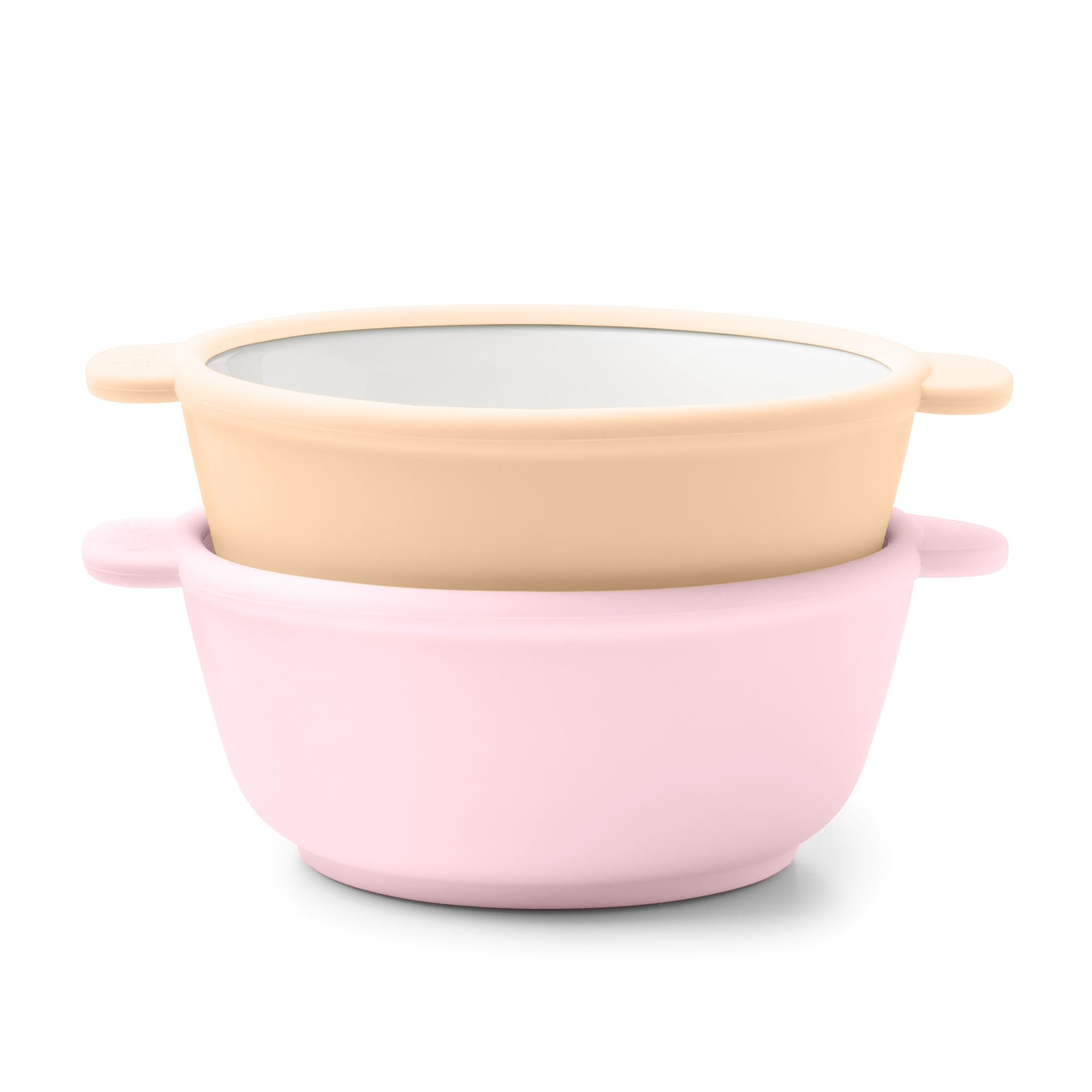 Ello Clean Start Toddler Bowls 2 Pack | Ceramic Kids/Baby Bowls with Silicone Sleeves | BPA-Free, Plastic-Free | Microwave & Dishwasher Safe | High Chair Friendly, Stackable | Cashmere Pink/Dune | Amazon (US)