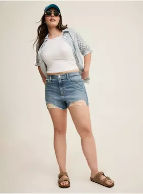 3.5'' Destructed Denim Short | Torrid (US & Canada)