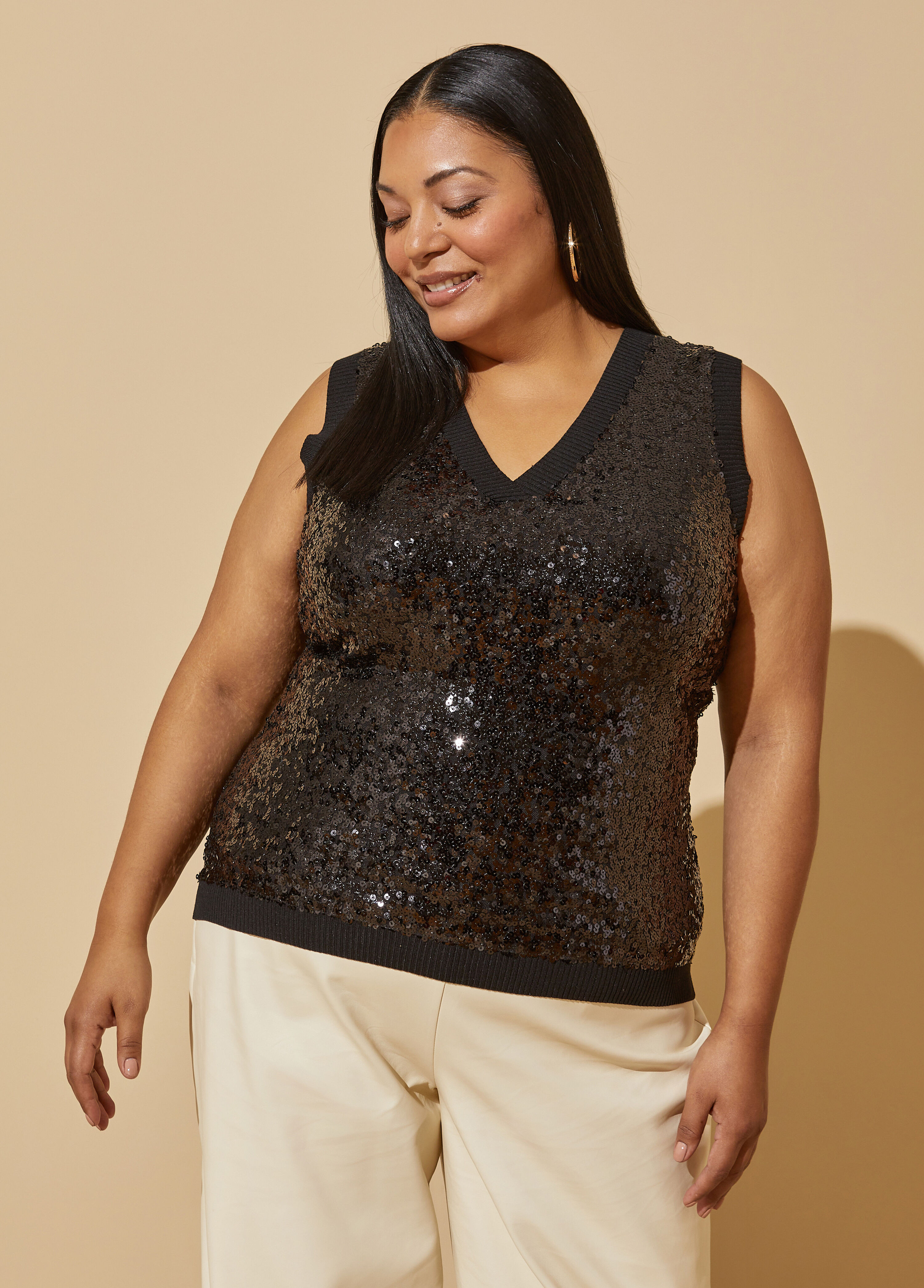 Sequined Sweater Vest | Ashley Stewart