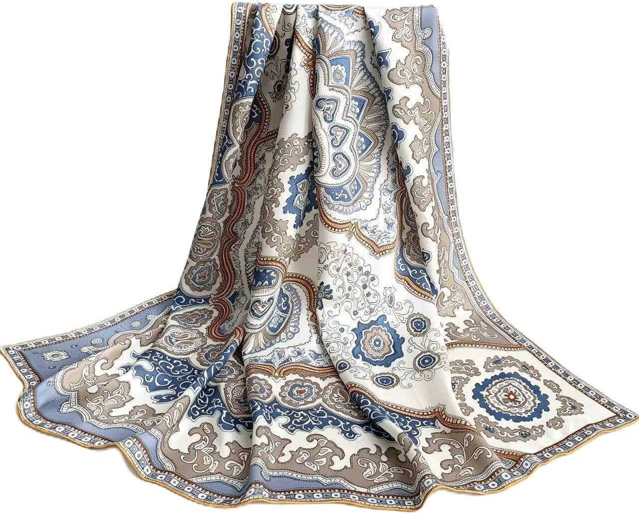 100% Mulberry Silk Scarf 43”Large Square Headscarf Hair Wraps Shawls | Amazon (US)