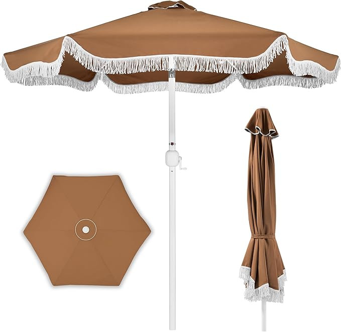 Best Choice Products 9ft Fringe Market Patio Umbrella – Outdoor Boho Tassel Sunshade for Table,... | Amazon (US)