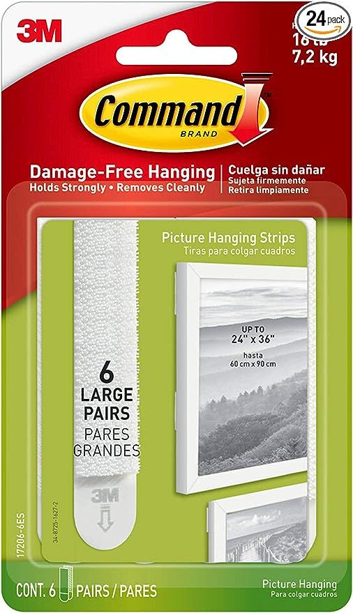 Command Picture & Frame Hanging Strips Heavy Duty, Large, White, Holds 16 lbs, 4-Packs, 6-Pairs/P... | Amazon (US)