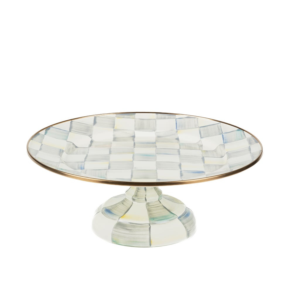 Sterling Check Small Pedestal Platter | MacKenzie-Childs