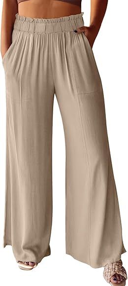 Paper Bag Linen Pants High Waisted Work Pants | Amazon (US)