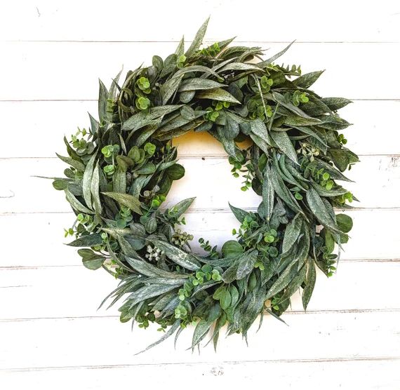 Greenery Wreath-Summer Wreath-Wreaths-Farmhouse Wreath-California Eucalyptus-Outdoor Wreath-Farmh... | Etsy (US)