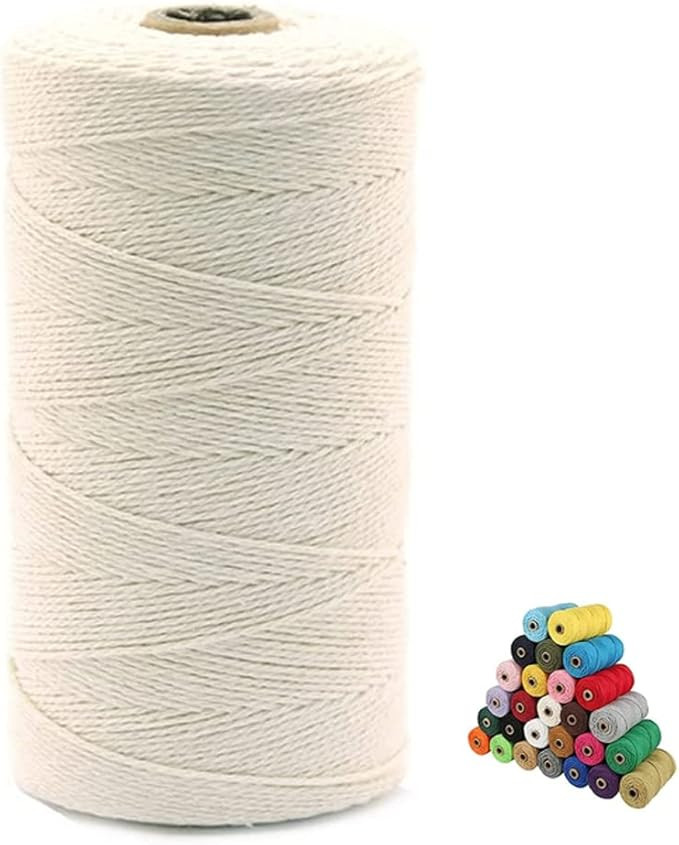 Macrame Cord 2mm Colored Macrame Cotton Cord, 4 Strand Twisted Macrame Yarn, Natural Cotton Cord ... | Amazon (US)