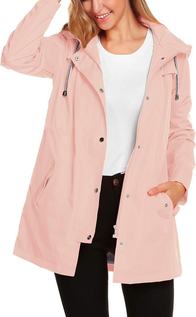 ZHENWEI Womens Lightweight Hooded Waterproof Active Outdoor Rain Jacket S-XXL | Amazon (US)