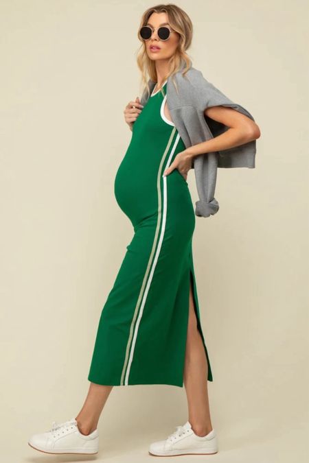 Trendy green dress bump style outfit inspo 

Spring maternity outfit 

#LTKSeasonal #LTKbump #LTKstyletip