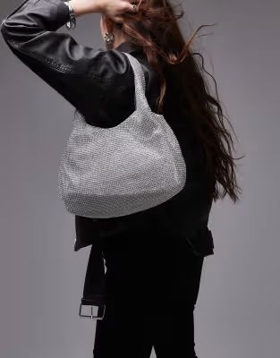 Topshop Sohana embellished grab bag in silver | ASOS (Global)