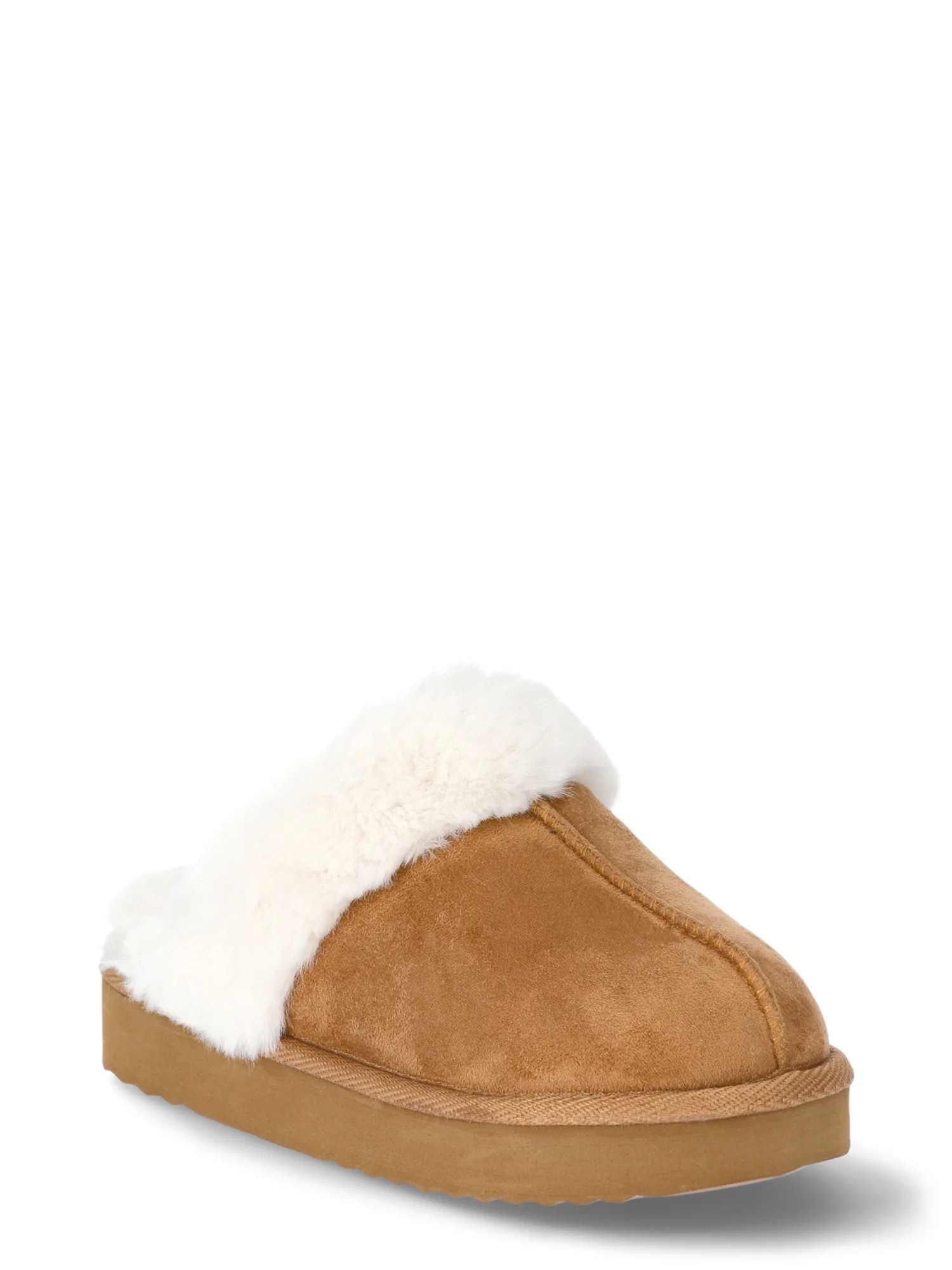 Wonder Nation Girls Scuff Slippers With Faux Fur Trim | Walmart (US)