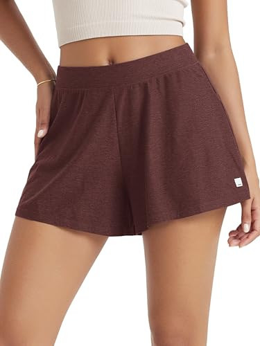 ODODOS Women's Lounge Shorts Ultra Soft odSTRATUM Tech 3" Inseam Comfy Sleep Bottoms Moisture Wicking UPF 50+ Casual Shorts, Java Heather, Medium | Amazon (US)