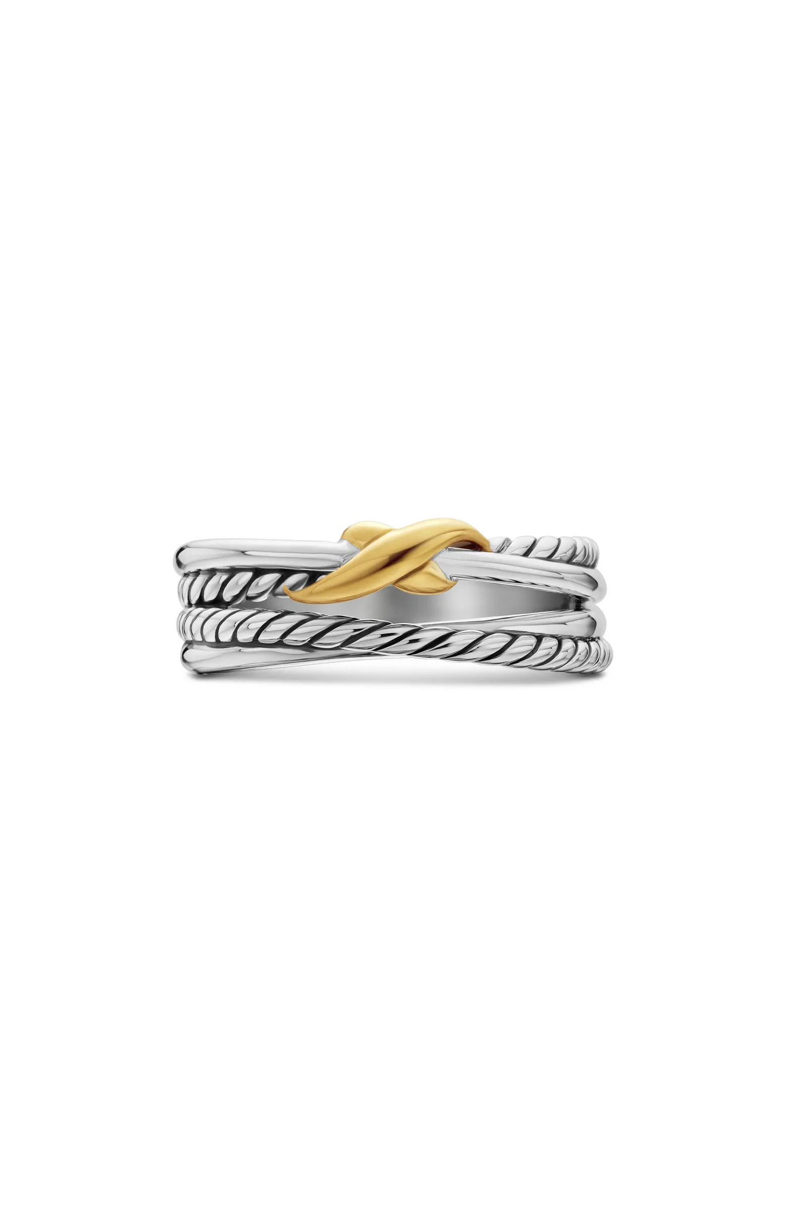 X Crossover Band Ring in Sterling Silver with 18K Yellow Gold, 6mm | Nordstrom