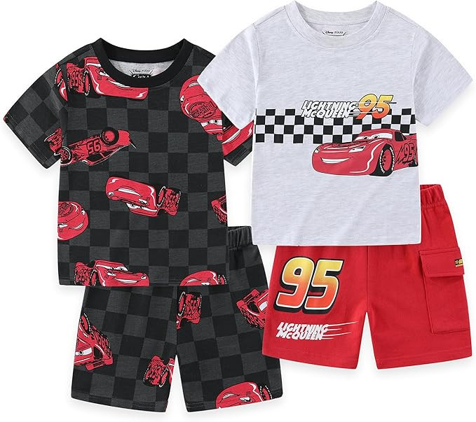 Disney Cars Lightning McQueen Boys 4 Piece Mix and Match T-shirts and Shorts Set for Big Kid | Amazon (US)