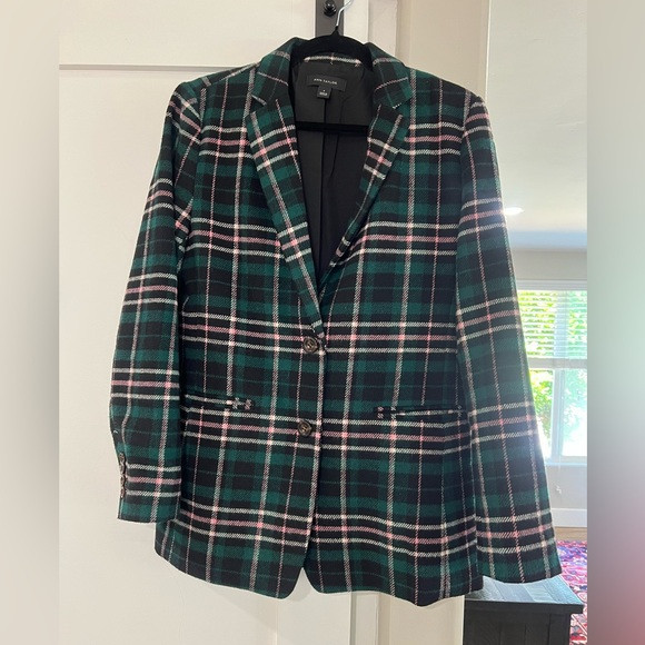 Ann Taylor Greenwich Green and Pink Plaid Blazer | Poshmark