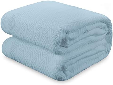 THREAD SPREAD Knitted Geometric Herringbone Pattern Handwoven Blanket 100% Long Staple Cotton - Soft | Amazon (US)