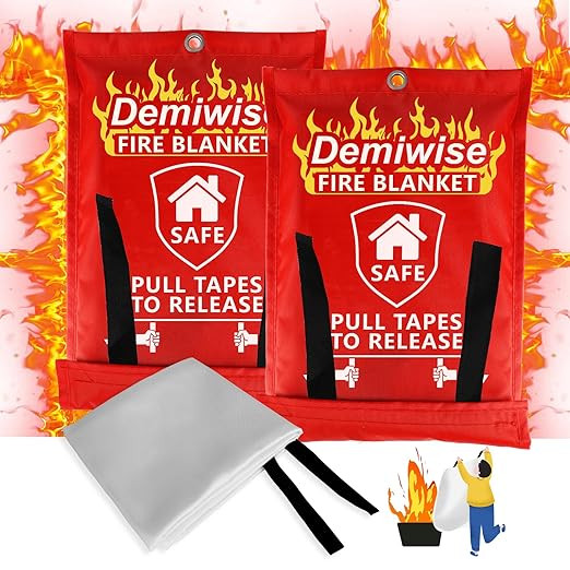 2-Pack Fire Blanket - Thick Fire Blanket Fire Suppression Blanket - Fire Blankets Emergency for P... | Amazon (US)