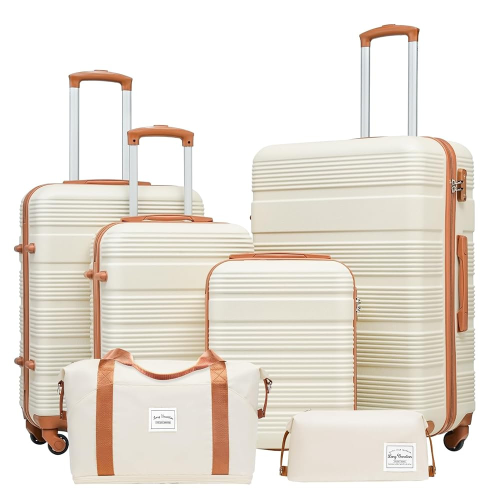LONG VACATION 6 Piece ABS+PC Hardshell Luggage Set with Spinner Wheels, Lightweight suitcase set ... | Amazon (US)