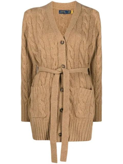 Polo Ralph Lauren cable-knit tied-waist cardi-coat - Farfetch | Farfetch Global