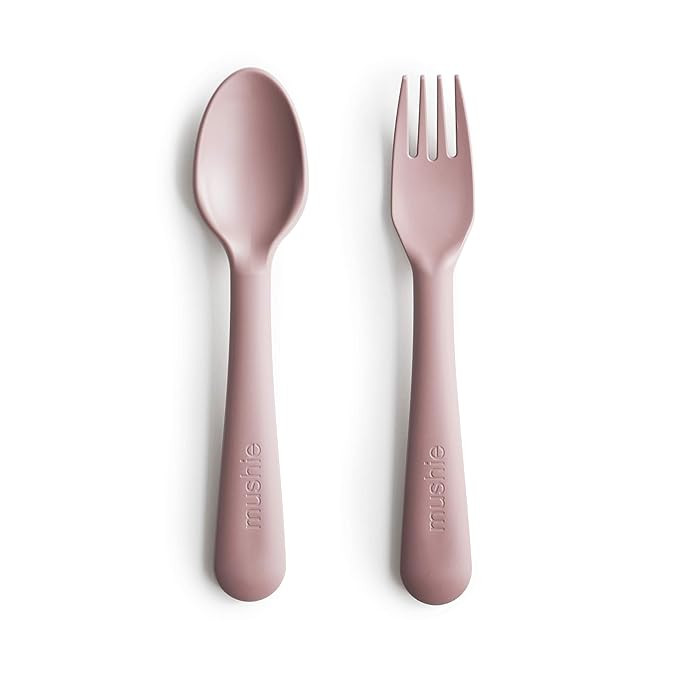 mushie Flatware Fork and Spoon Set for Kids | Made in Denmark (Blush) | Amazon (US)