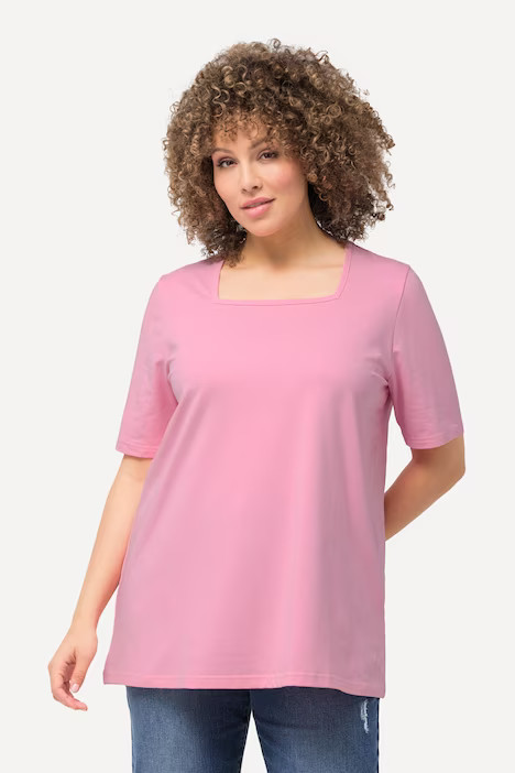 Essential Square Neck Stretch Tee | Ulla Popken - US