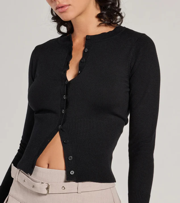 Chic Staple Crew Neck Cropped Knit Cardigan | Windsor Stores