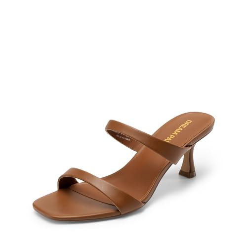 Amazon.com | DREAM PAIRS Women's Low Kitten Heels Square Toe Two Strap Heeled Sandals Dress Casua... | Amazon (US)
