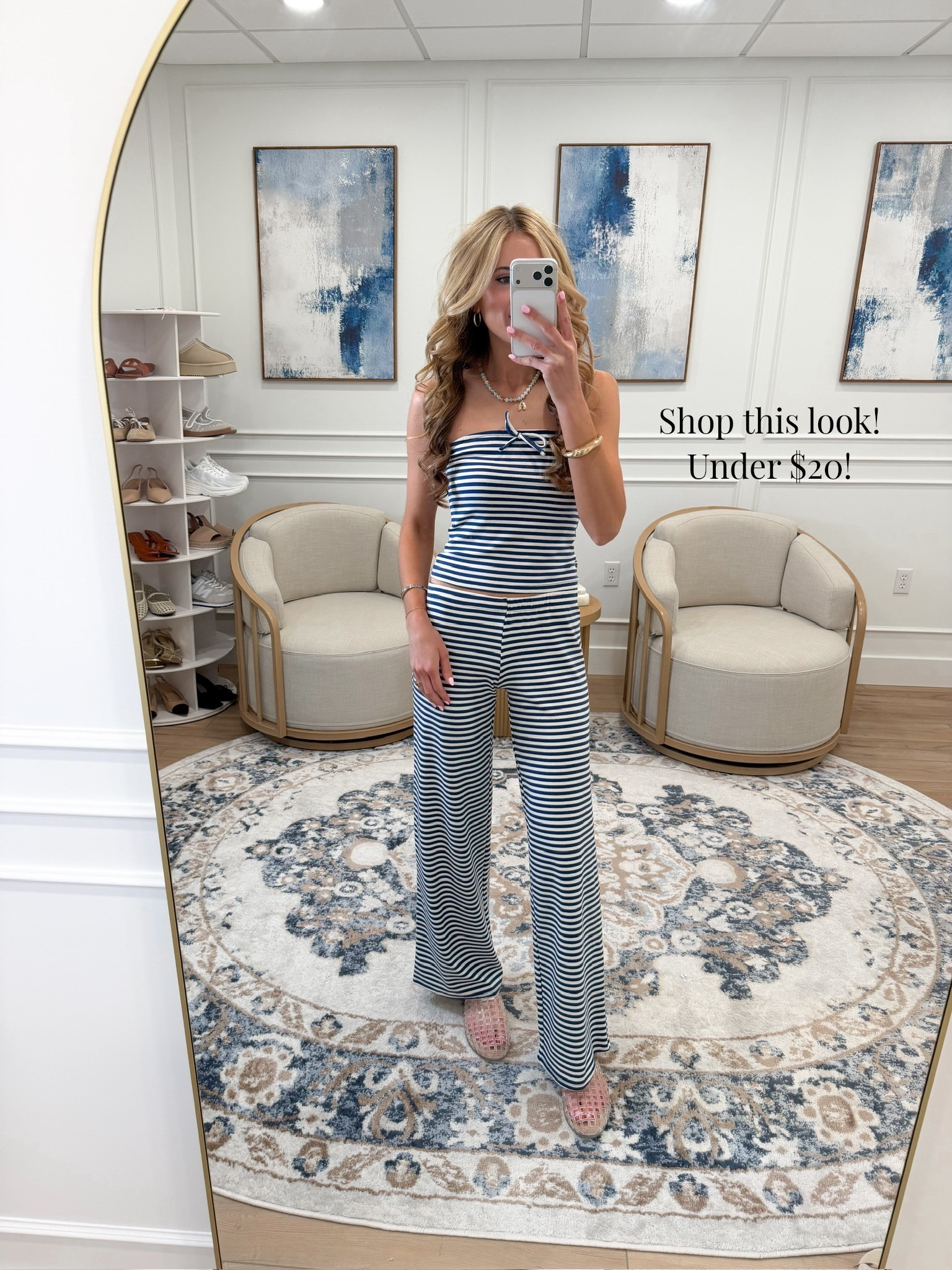 This navy striped two-piece set from Walmart is everything 🤍 The strapless tube top, the wide-leg flare pants — the matching set look is so chic and so effortless. Budget friendly and looks so much more expensive than it is. Everything is linked right here!

#LTKgrwm #LTKootd #LTKmomlife