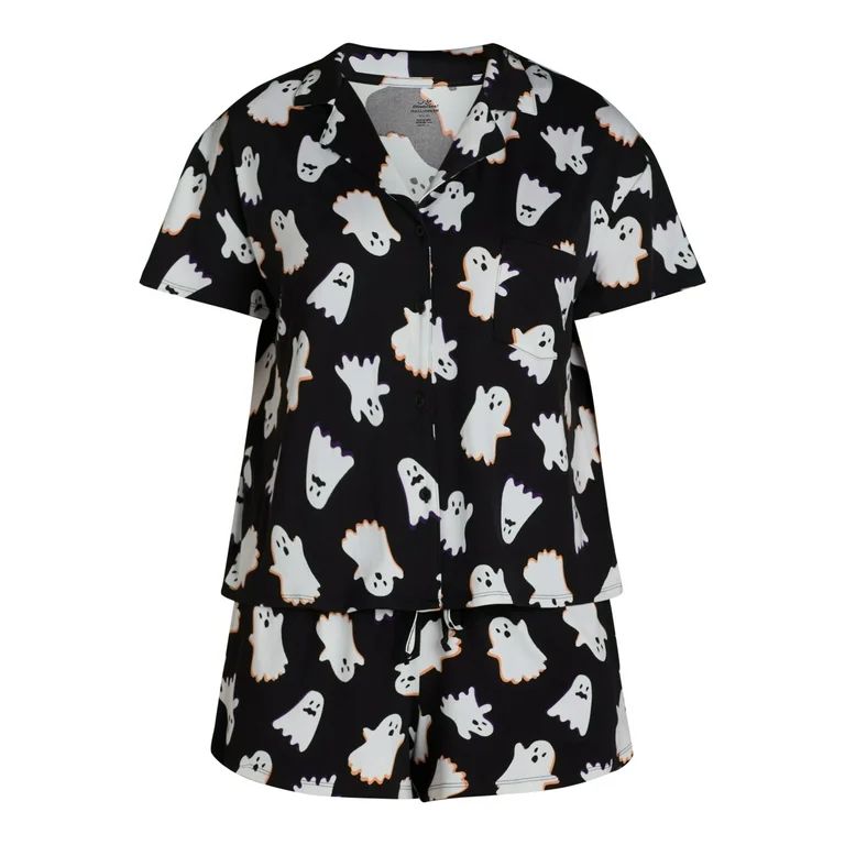 Halloween Women’s Ghost Print Shorty Pajama Set, 2-Piece, Sizes XS-3X | Walmart (US)