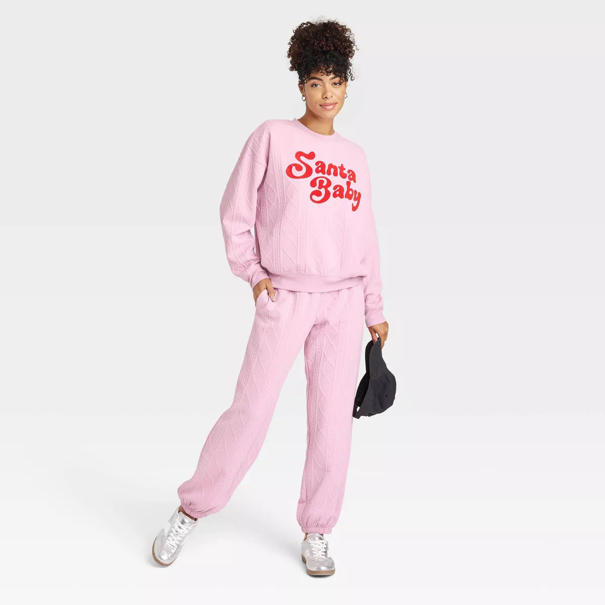 Women's Santa Baby Graphic Sweatshirt - Pink | Target