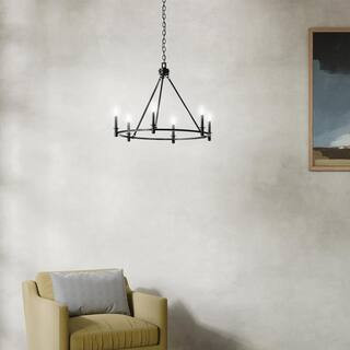 Carrick 32.25 in. 6-Light Black Traditional Candle Circle Chandelier for Dining Room | The Home Depot
