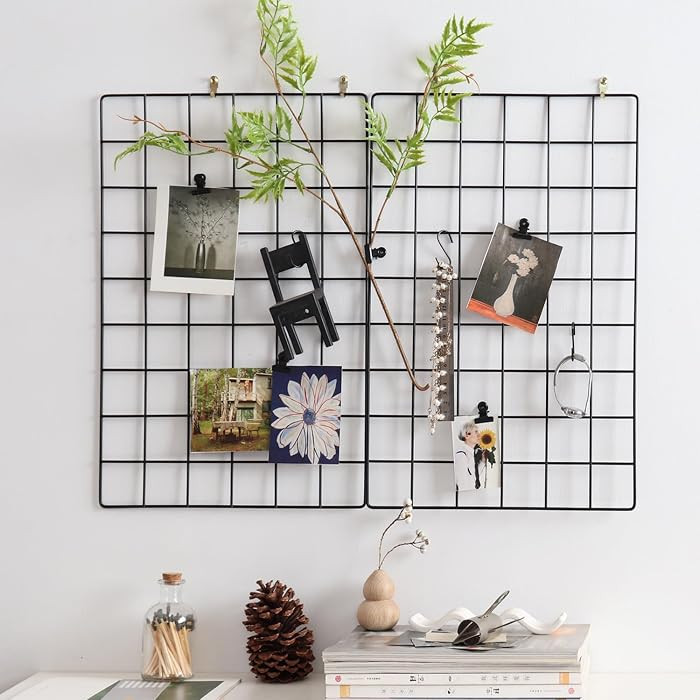 Metal Mesh Wall Grid Panel for Photo Display,Message Board,Size: 17.5" x 11.8",Pack of 2 (Black) | Amazon (US)