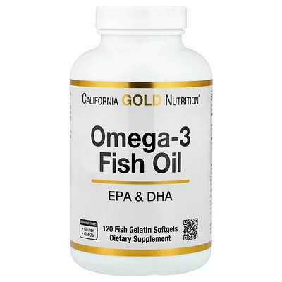 California Gold Nutrition, Omega-3 Fish Oil, 120 Fish Gelatin Softgels (1,250 mg per Softgel) | iHerb