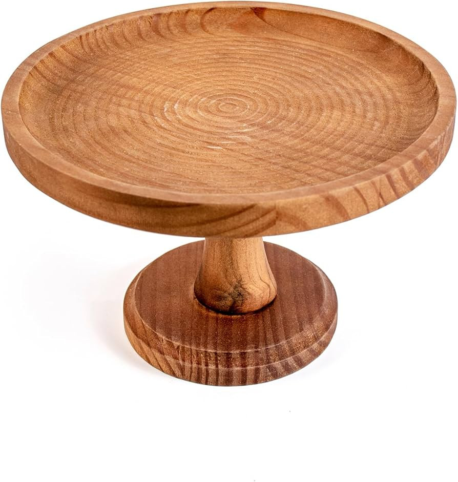 Wood Cake Stands Rustic Round Vintage Candle Stand Holder 9 Inch Display Riser Footed Small Woode... | Amazon (US)