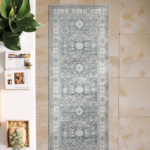 jinchan Runner Rug 2x5 Washable Hallway Rug Distressed Gray Multi Vintage Floral Runner Kitchen F... | Amazon (US)