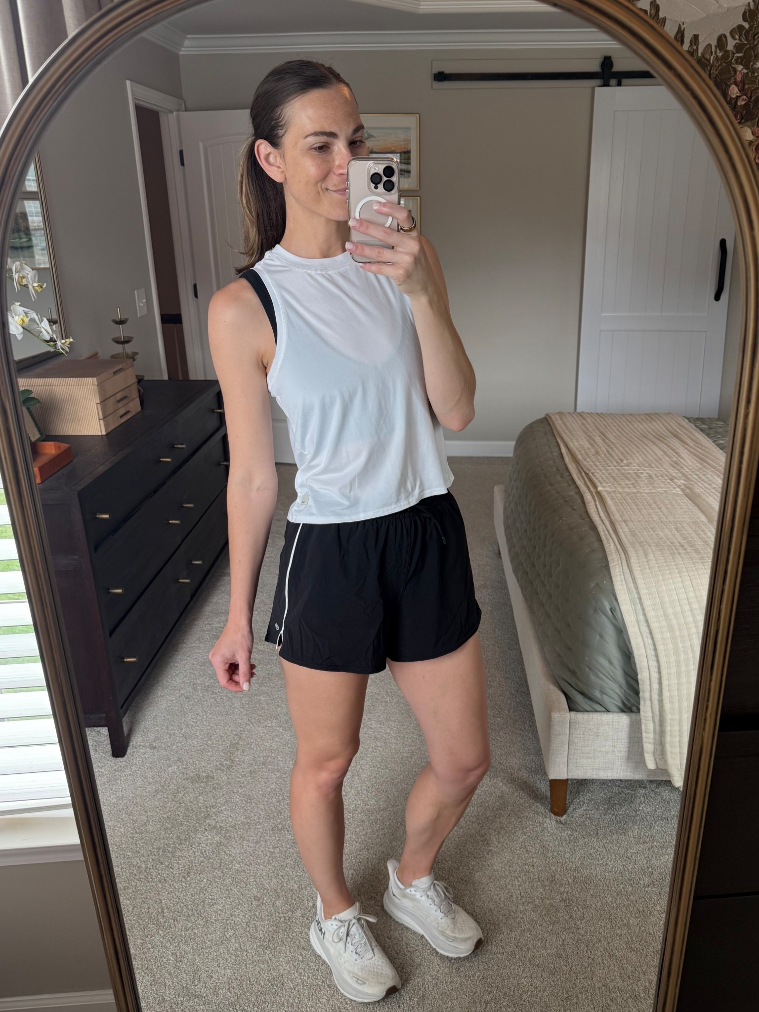 Workout OOTD 
Tank - wearing size small. TTS. 
Shorts - wearing size 6. TTS. 
Sneakers tts. 

#LTKStyleTip #LTKActive