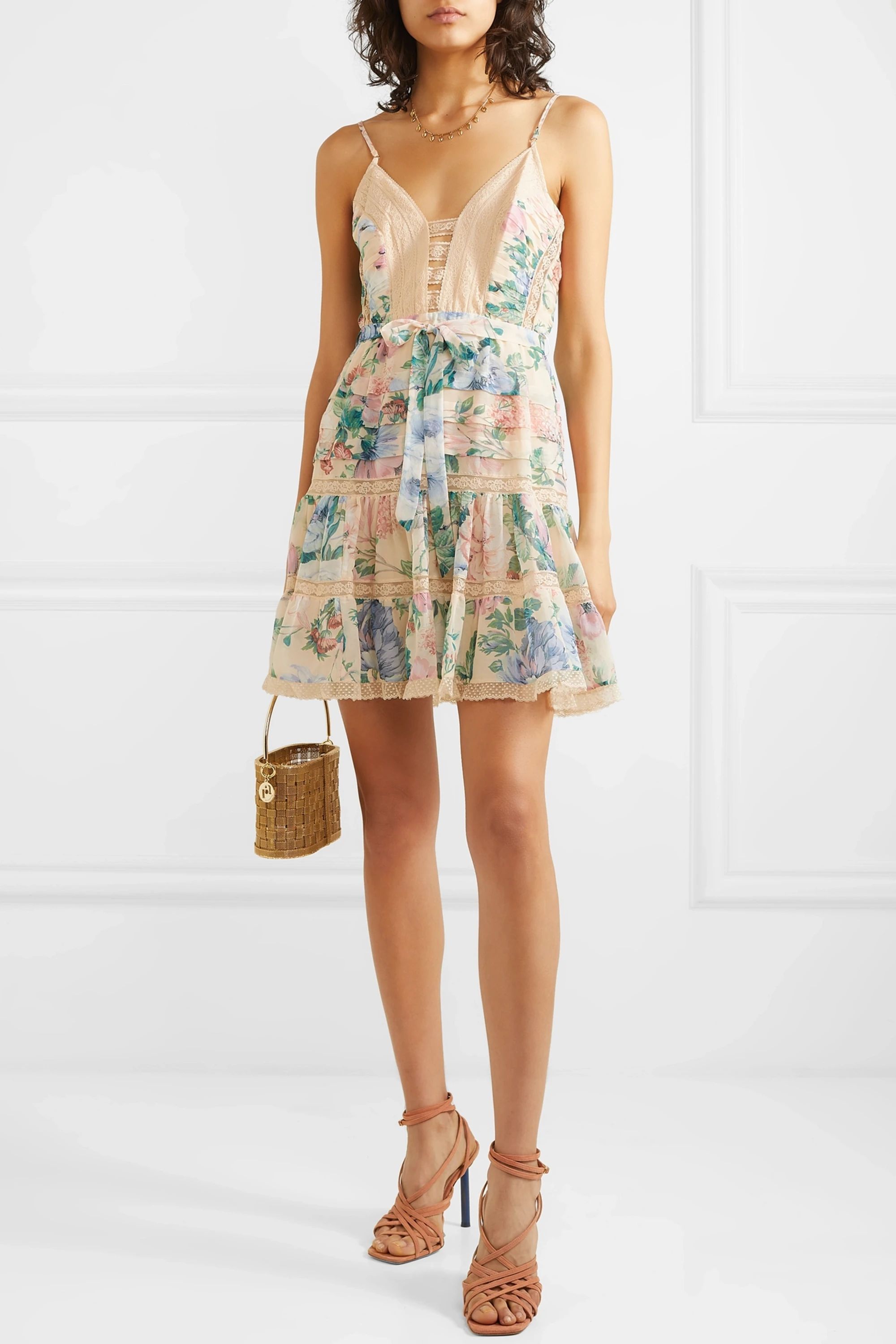 Verity lace-trimmed floral-print cotton and silk-blend chiffon mini dress | NET-A-PORTER (US)