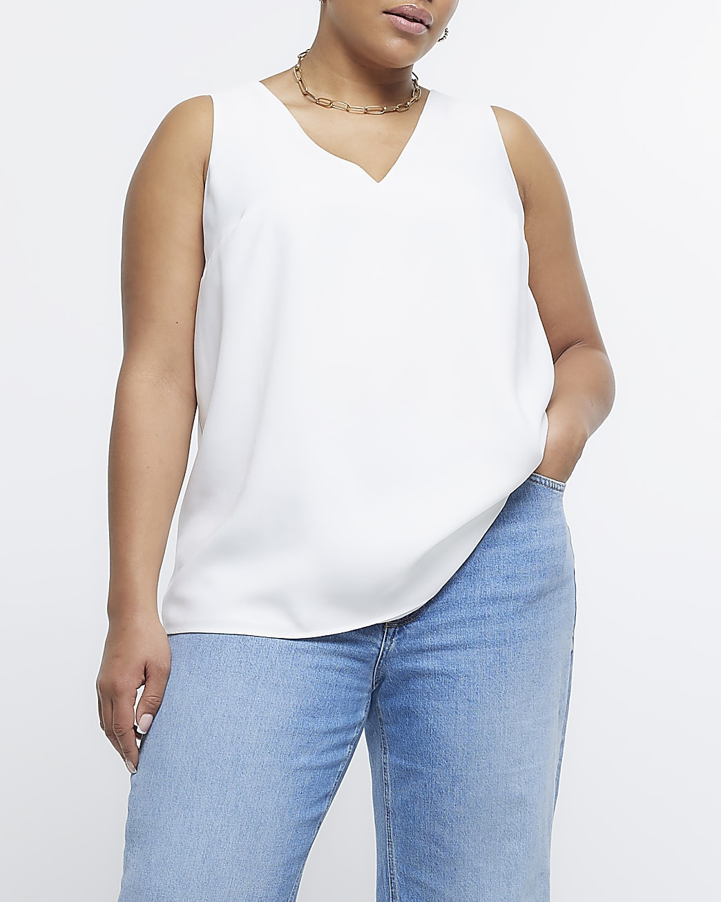 White satin tank top | River Island (UK & IE)