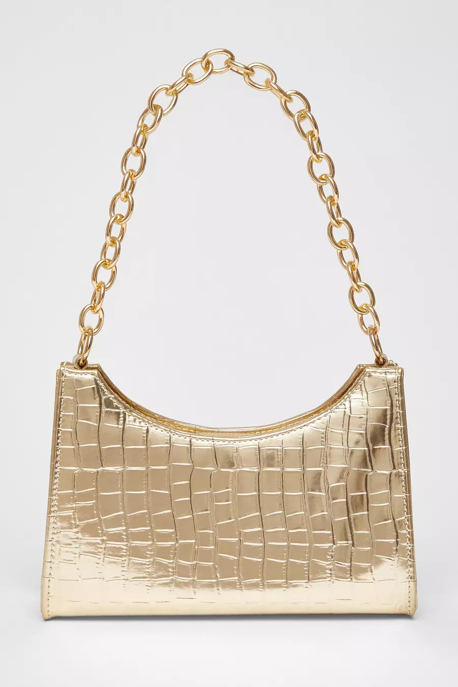 Home/Gold Croc Chain Strap Shoulder Bag | Quiz Clothing
