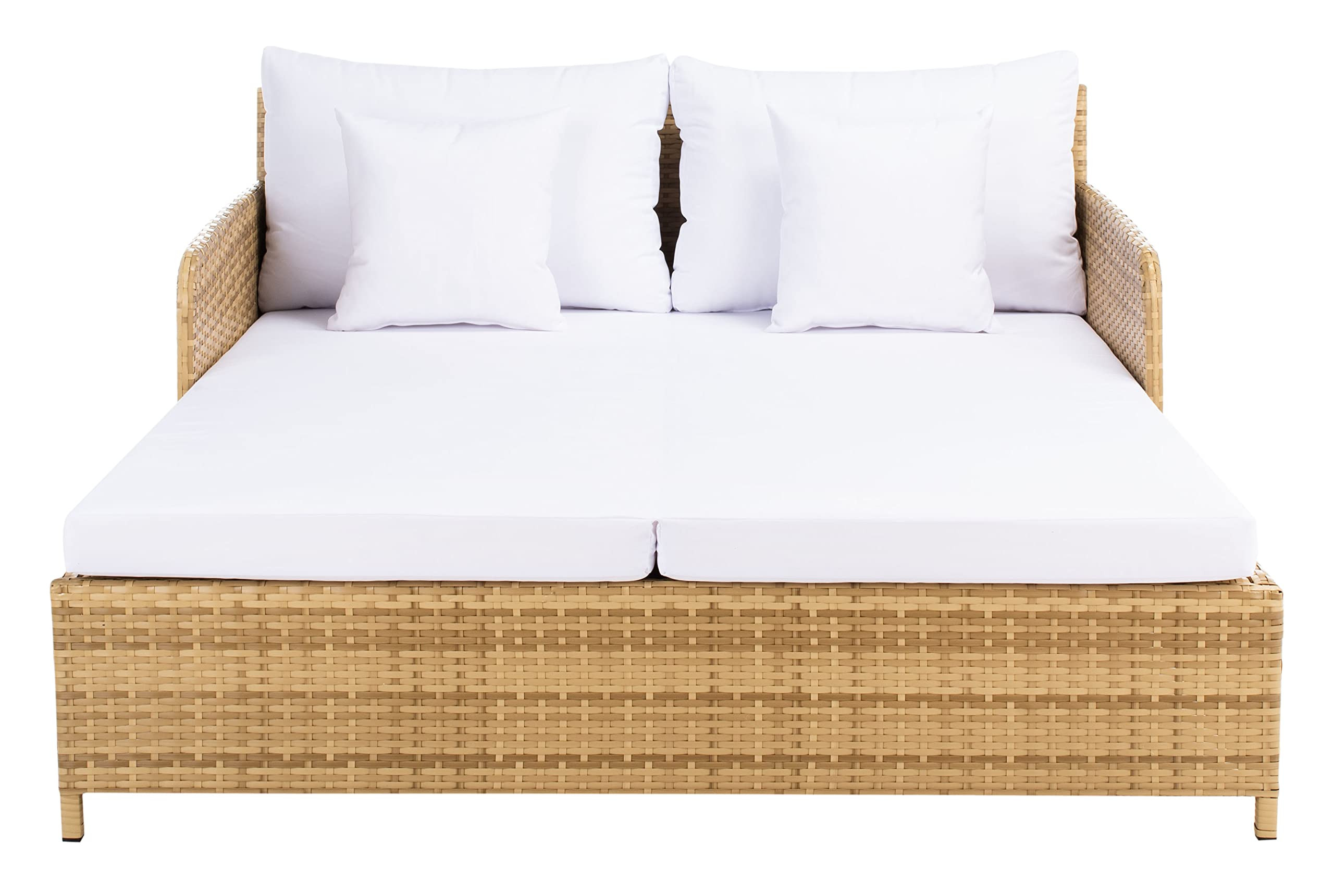 SAFAVIEH Outdoor Collection Cadeo Natural/White Cushion Daybed PAT7500D | Amazon (US)