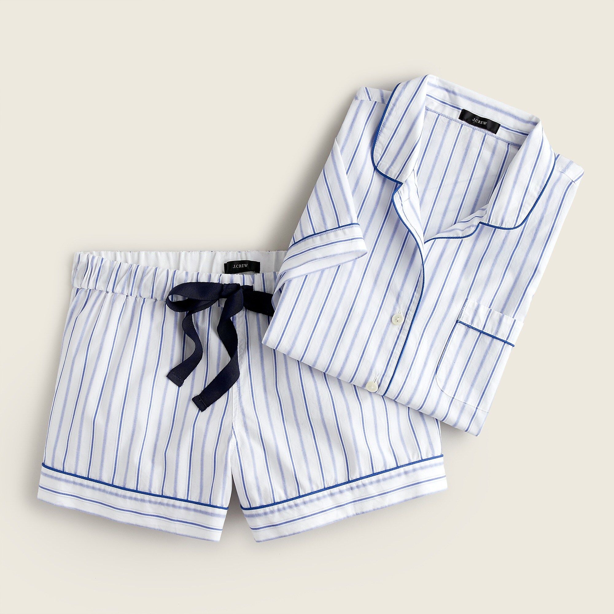 Cotton poplin pajama short set in stripe | J.Crew US