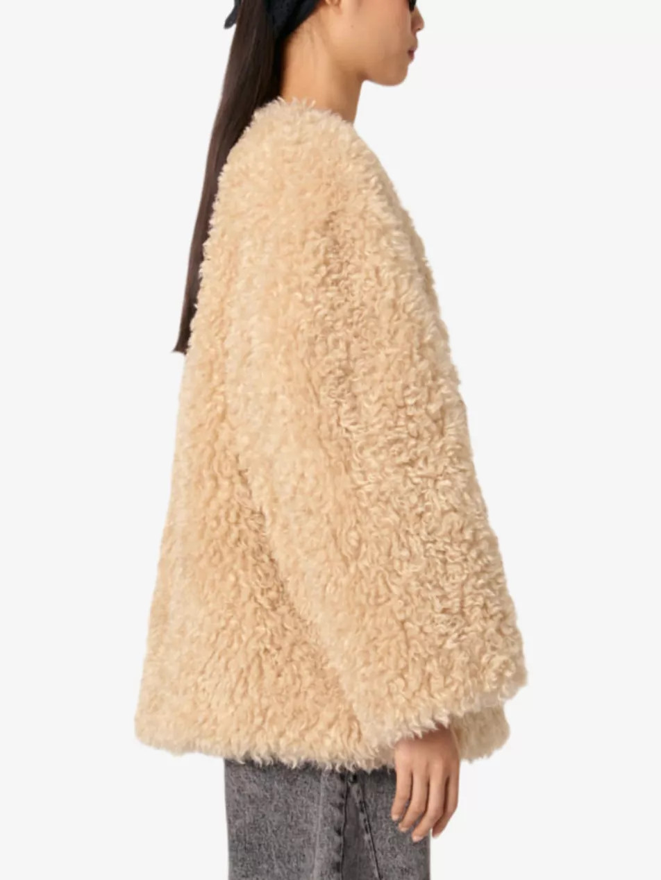 Round-neck relaxed-fit faux-fur coat | Selfridges