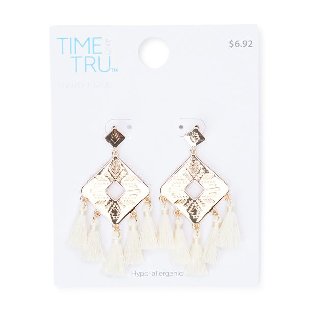 Time and Tru Textured Tassel Drop Earrings | Walmart (US)