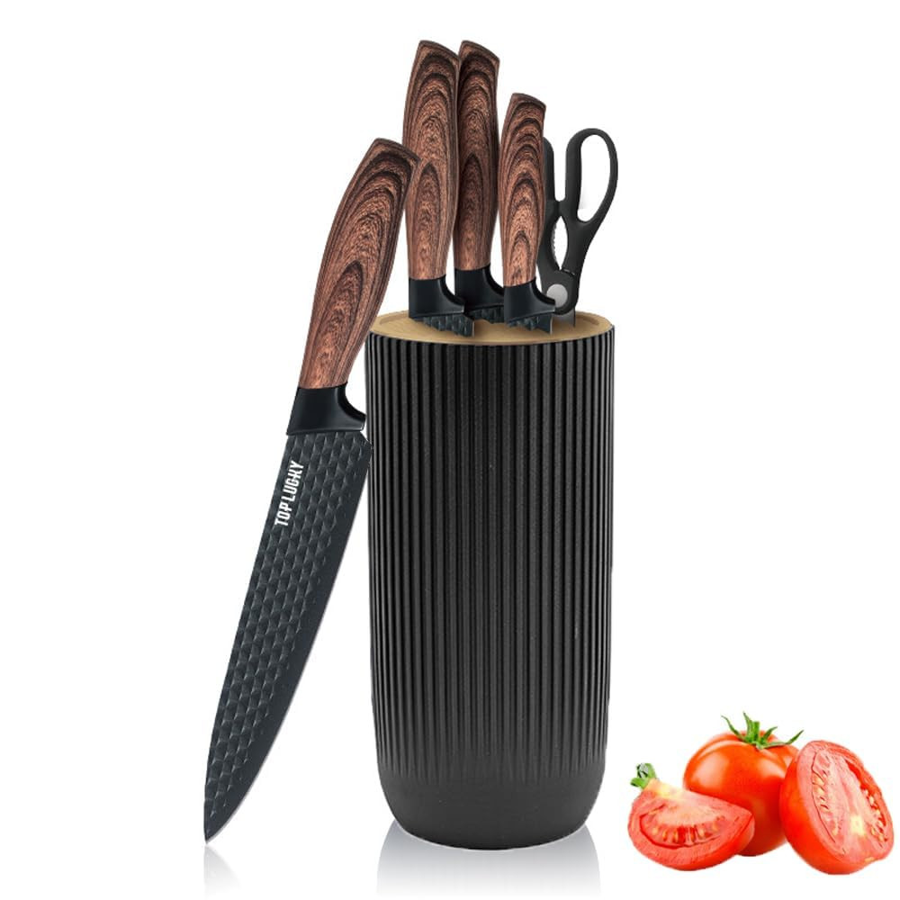 Knife Set, Wiztoynia 6-Piece Black Kitchen Knife Set for Home, Anti-Rust Non-stick Stainless Stee... | Amazon (US)