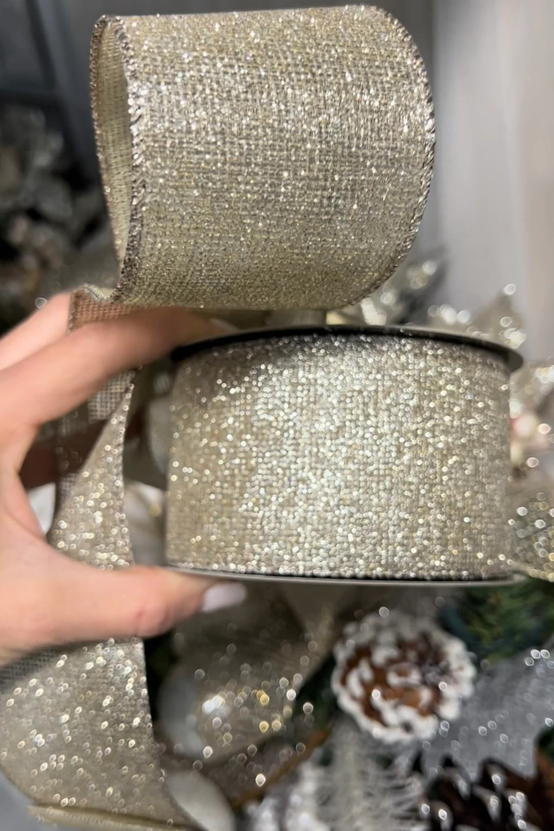 2.5” Gold Glitter Mini Mesh Ribbon, 10 yards, Wired Ribbon, Craft Ribbon, D. Stevens, Gold Glit... | Etsy (US)