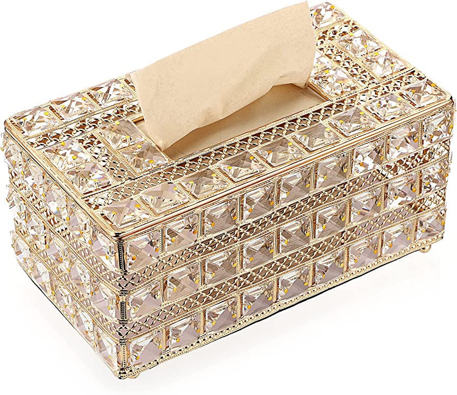 Sumnacon Crystal Rectangular Tissue Box Cover - Decorative Glass Tissue Holder, Sparkling Napkin ... | Amazon (US)