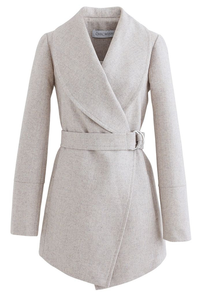 Rabato Wrap Belted Wool-Blend Coat in Ivory | Chicwish