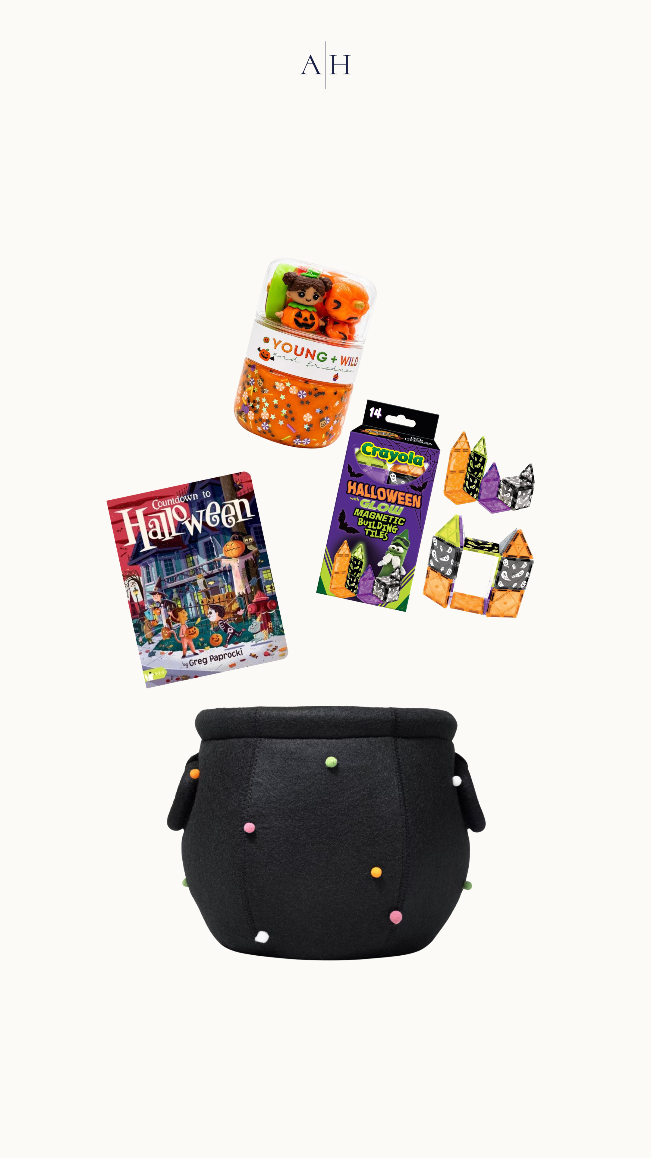 sensory dough play kit // halloween book // magnet tiles // polka dot cauldron basket  

 #LTKKids