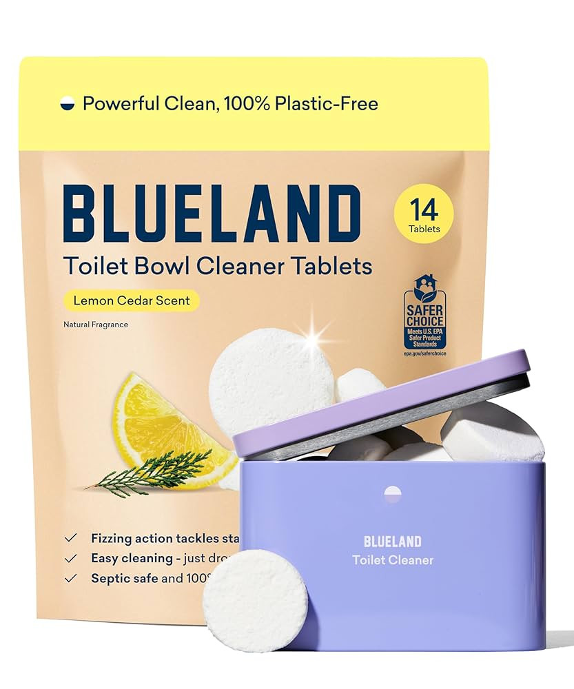 BLUELAND Toilet Bowl Cleaner Tablets, Starter Set, 14 Count with Tin, Lemon Cedar, Plastic-Free, ... | Amazon (US)