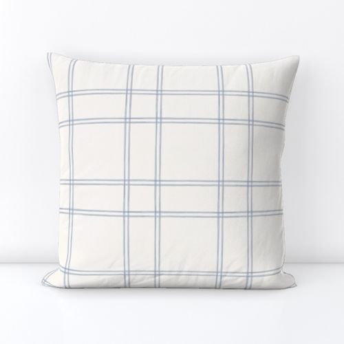 Watercolor double plaid soft blue and cream | Spoonflower